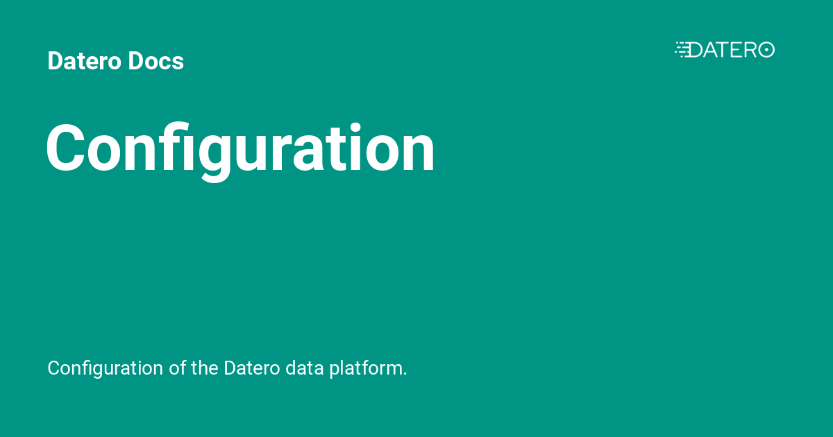 Configuration - Datero Docs